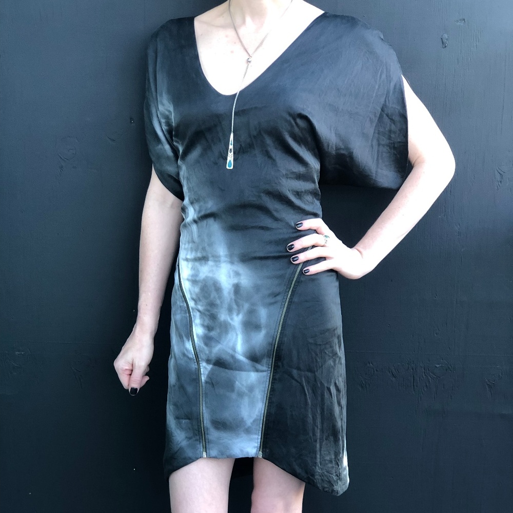 Helmut Lang zipper silk blend dress